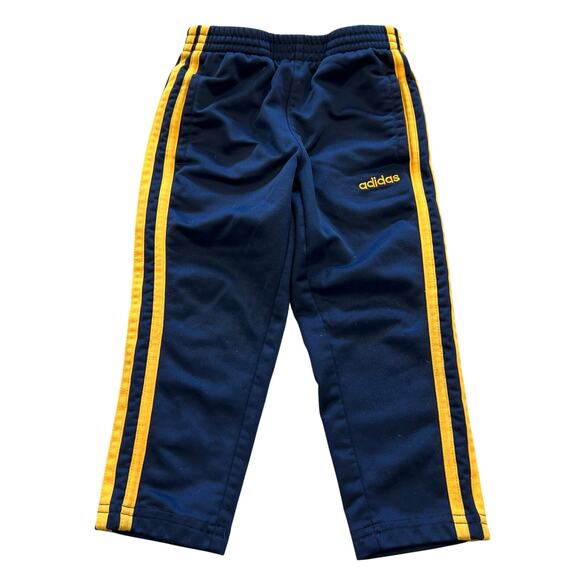 Adidas Boys Navy + Yellow Athletic Pants Size 3T - Picture 1 of 2